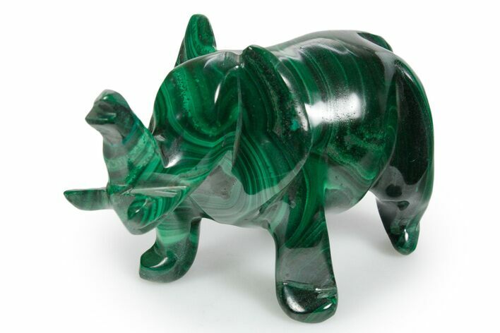 Polished Banded Malachite Elephant Carving - DR Congo #349287